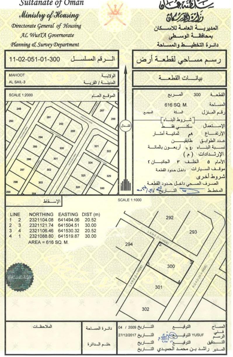 للبيع أرض سكنية في ولاية محوت