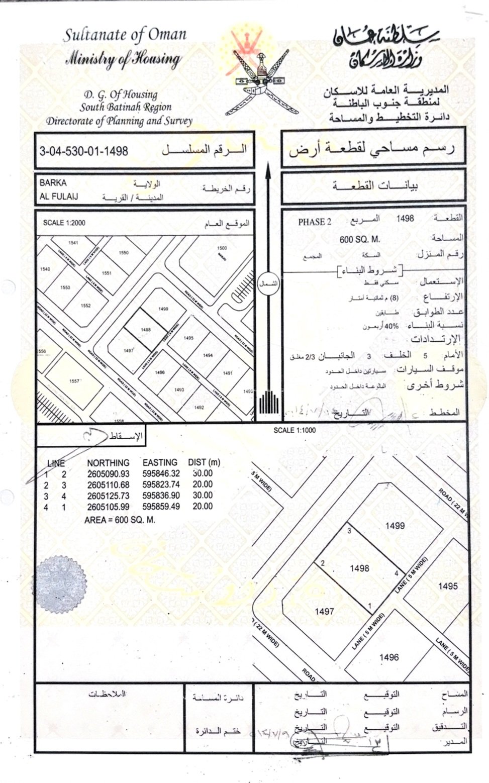للبيع أرض سكنية في ولاية بركاء